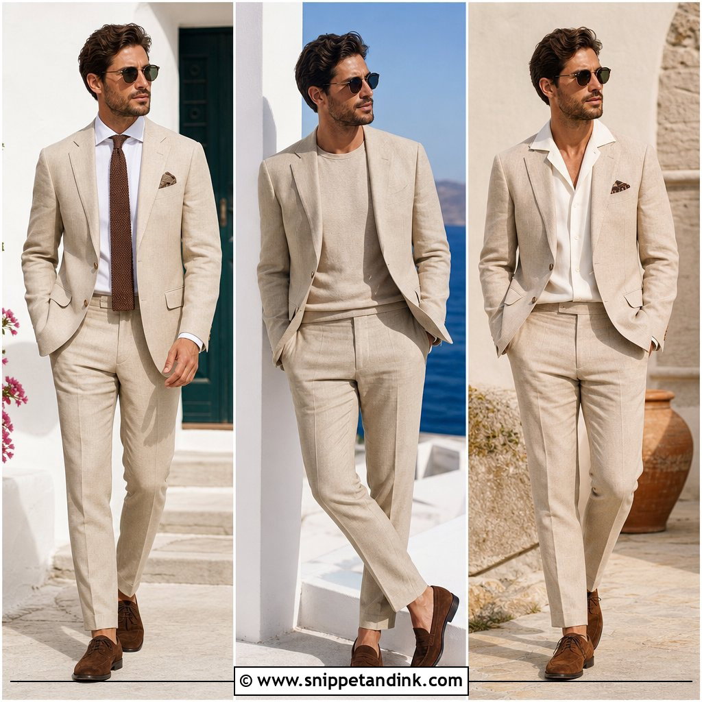 20 Tan Linen Suit Wedding Ideas for Relaxed Outdoor Style