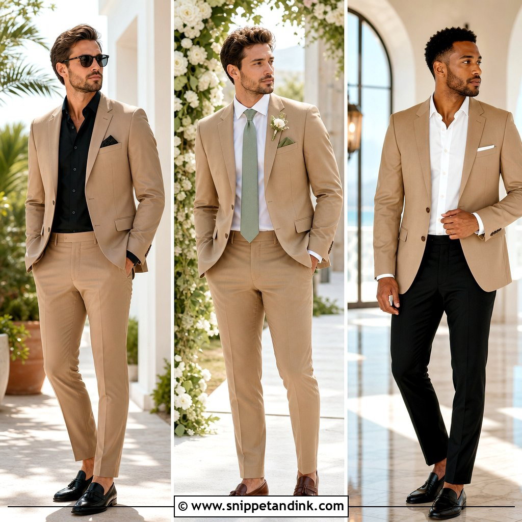 20 Tan Tux Wedding Ideas for a Polished, Modern Wedding Look