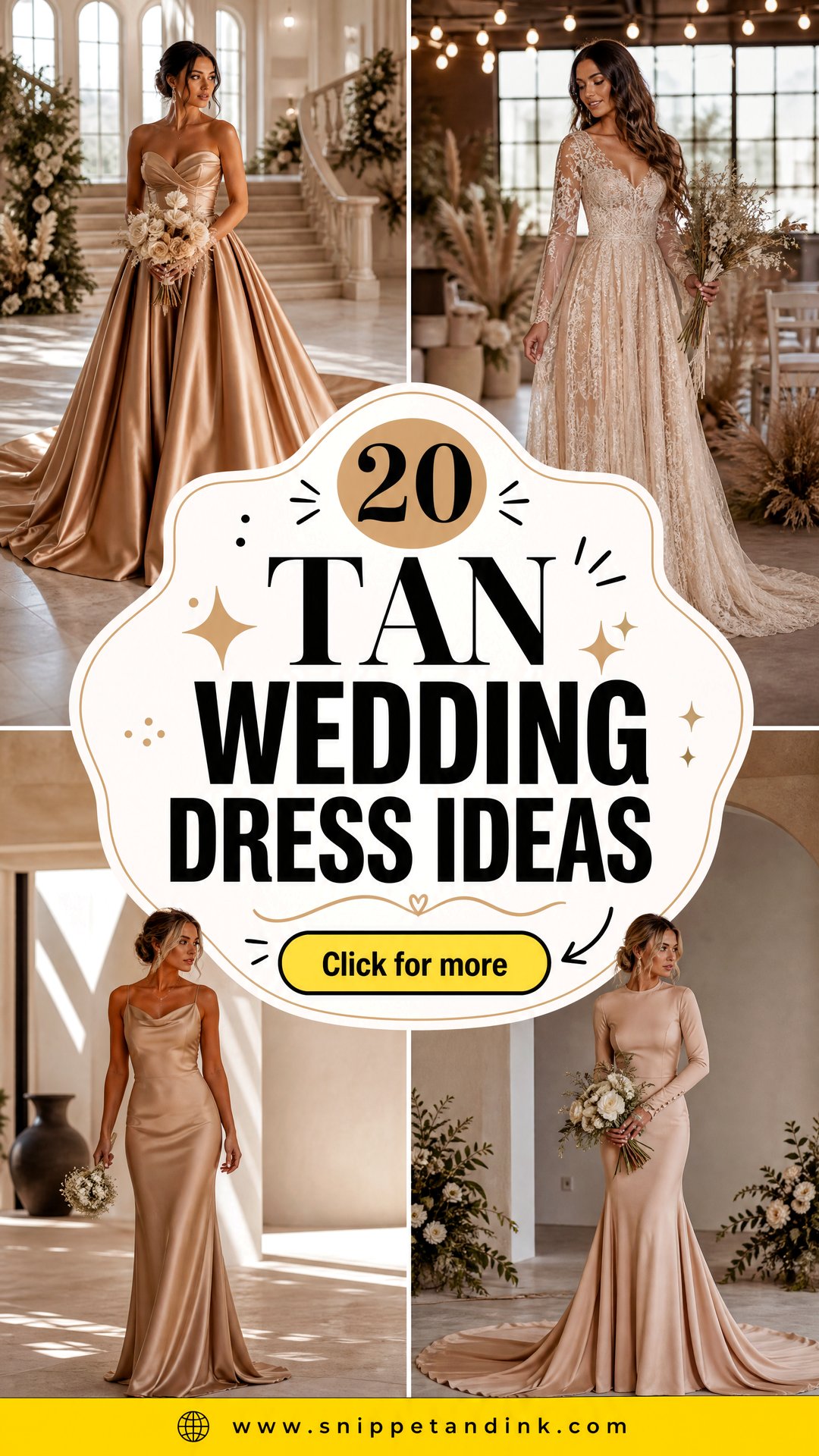 20 Tan Wedding Dress Ideas for Warm Modern Bridal Style - 20 Tan Wedding Dress Ideas for Warm, Modern Bridal Style