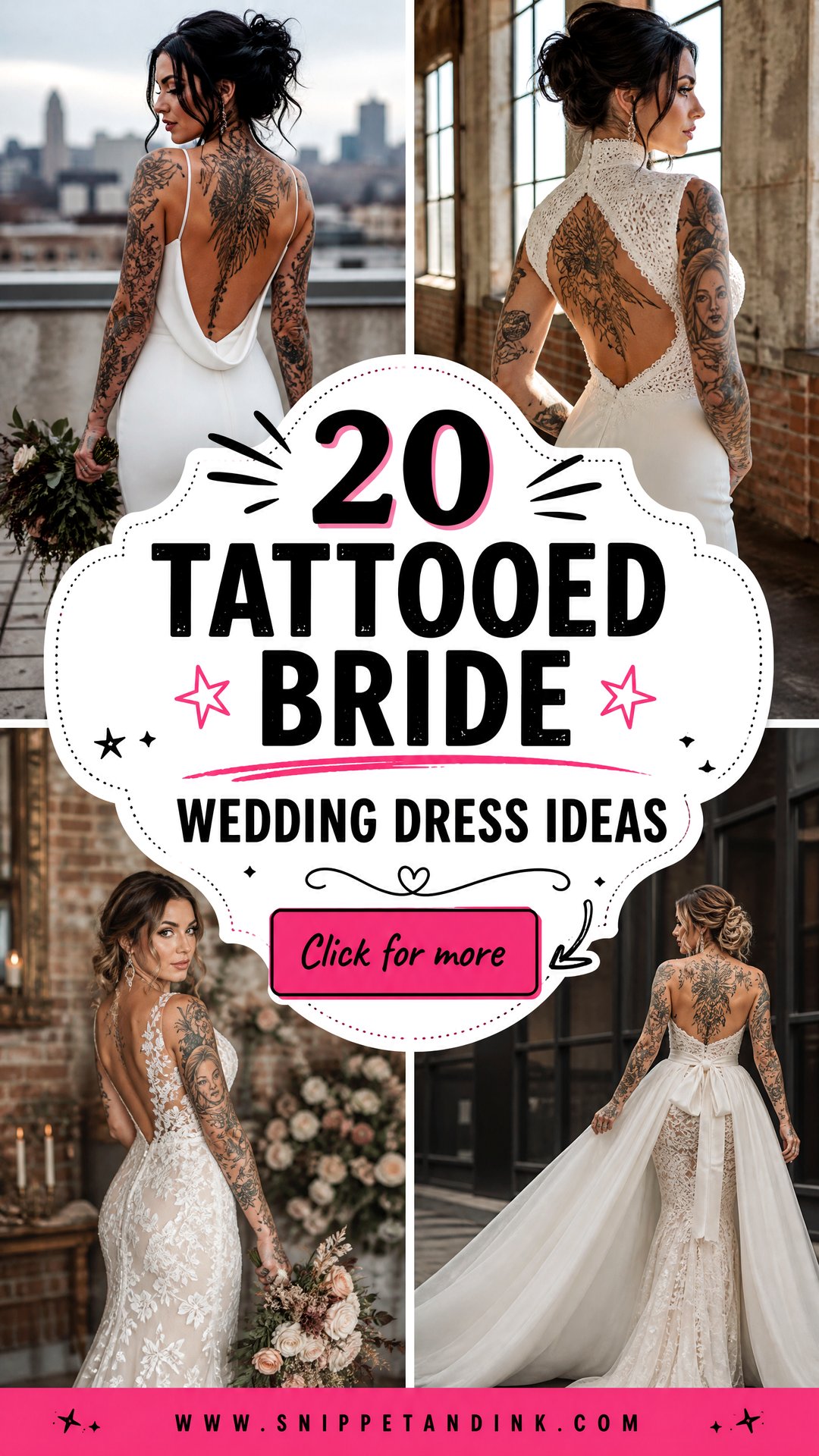 20 Tattooed Bride Wedding Dress Ideas for Alternative Brides - 20 Tattooed Bride Wedding Dress Ideas for Alternative Brides
