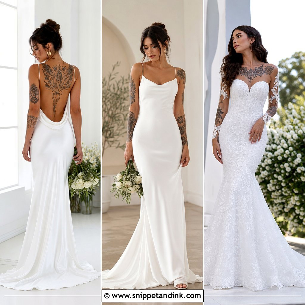 20 Tattoos in Wedding Dress Ideas for Confident Modern Brides