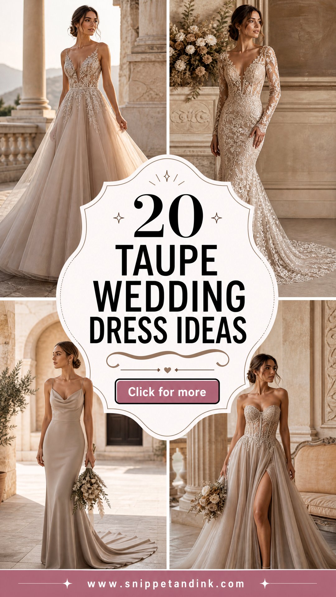 20 Taupe Wedding Dress Ideas for Chic Neutral-Tone Brides - 20 Taupe Wedding Dress Ideas for Chic Neutral-Tone Brides