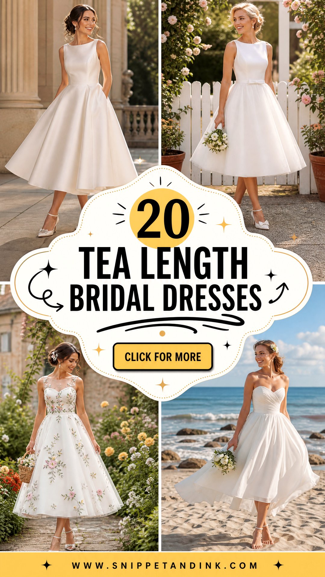 20 Tea Length Bridal Dresses for a Timeless Retro Wedding - 20 Tea Length Bridal Dresses for a Timeless Retro Wedding