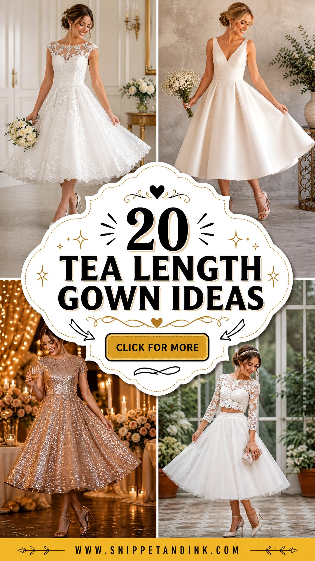 20 Tea Length Gown Ideas for Chic Vintage-Loving Brides - 20 Tea Length Gown Ideas for Chic Vintage-Loving Brides