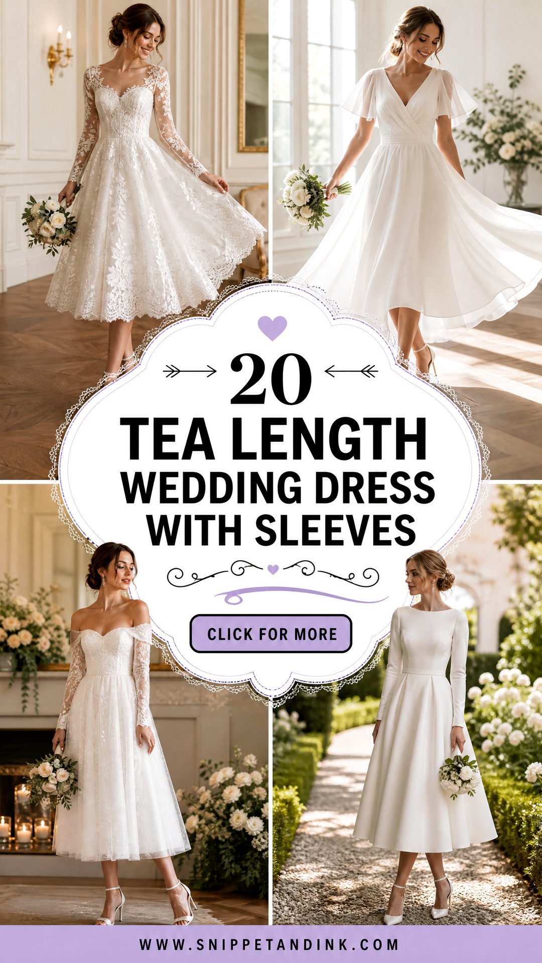 20 Tea Length Wedding Dress with Sleeves for Elegant Brides - 20 Tea Length Wedding Dress with Sleeves for Elegant Brides
