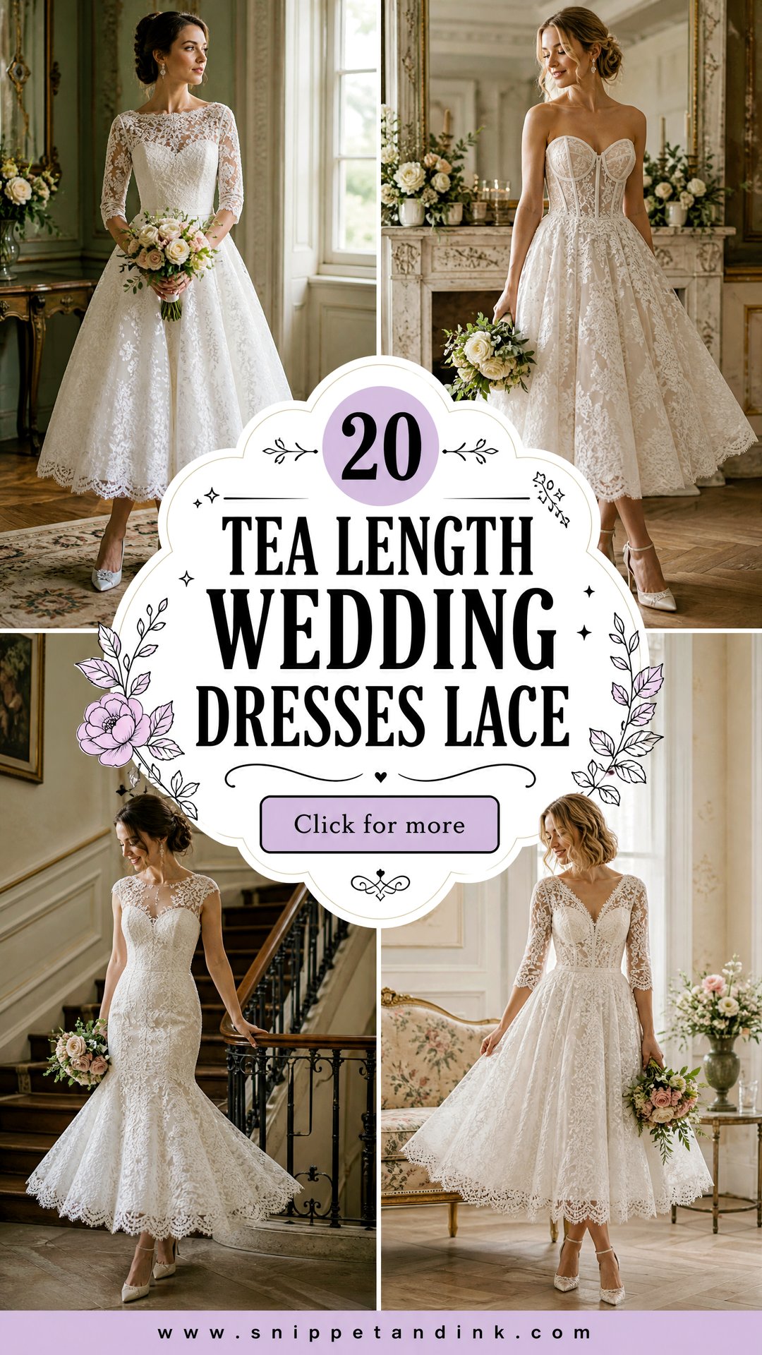 20 Tea Length Wedding Dresses Lace for a Romantic Vintage Look - 20 Tea Length Wedding Dresses Lace for a Romantic Vintage Look
