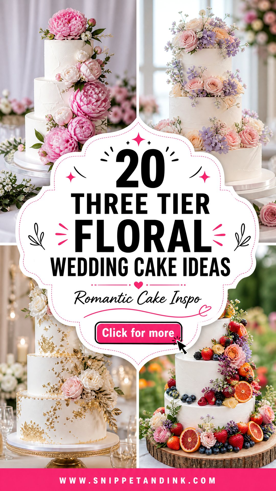 20 Three Tier Floral Wedding Cake Ideas for Romantic Brides - 20 Three Tier Floral Wedding Cake Ideas for Romantic Brides