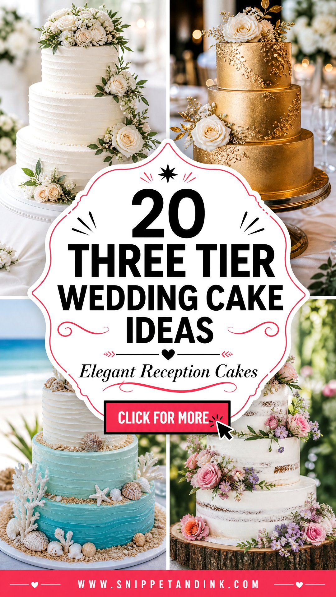 20 Three Tier Wedding Cake Ideas for Elegant Receptions - 20 Three Tier Wedding Cake Ideas for Elegant Receptions