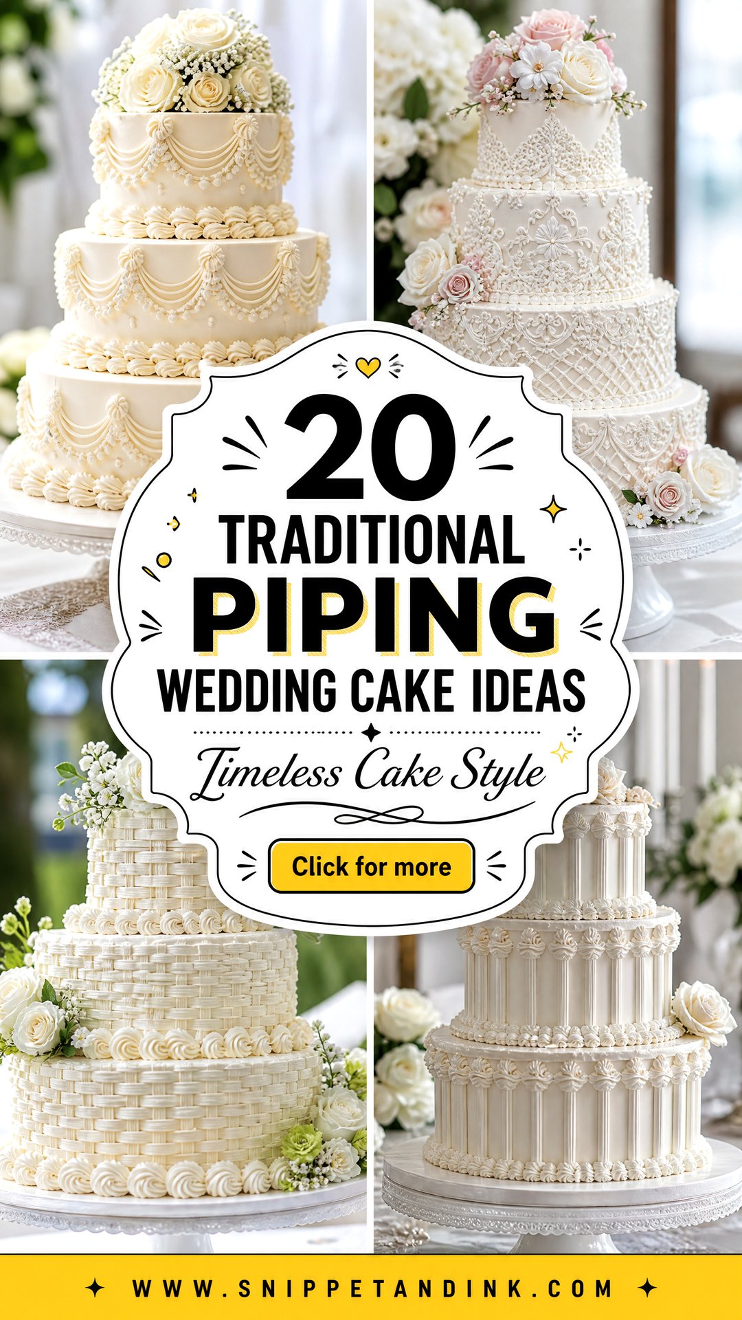 20 Traditional Piping Wedding Cake Ideas for Timeless Style - 20 Traditional Piping Wedding Cake Ideas for Timeless Style