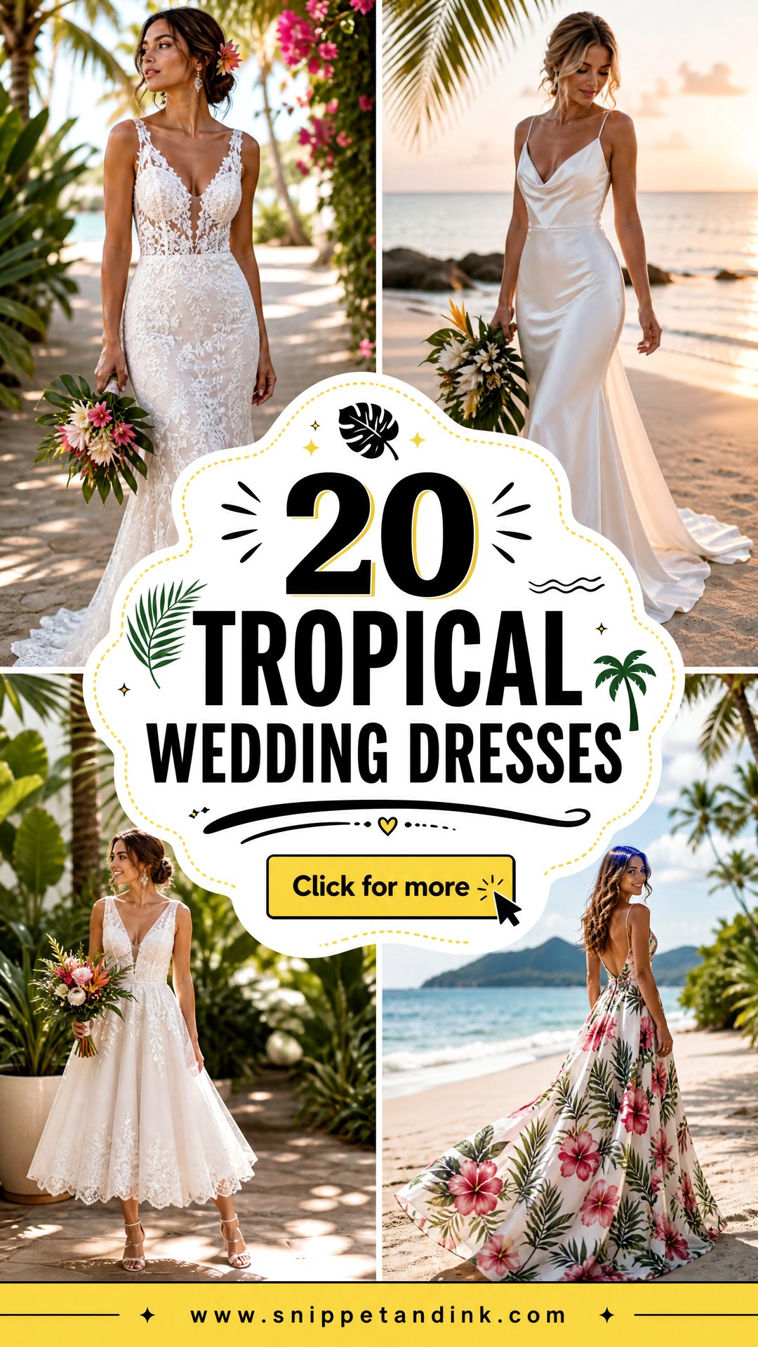 20 Tropical Wedding Dresses for Breezy Destination Brides - 20 Tropical Wedding Dresses for Breezy Destination Brides