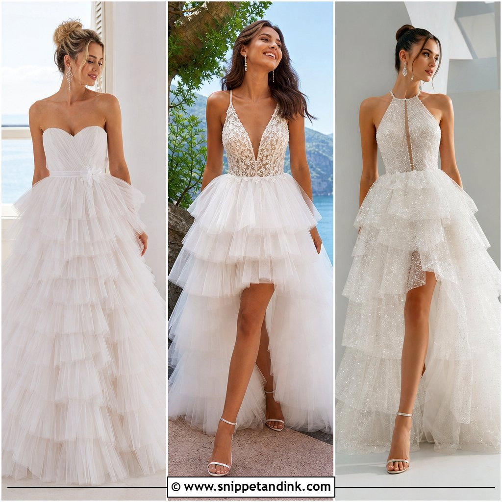 20 Tulle Ruffle Wedding Dress Ideas for Romantic Brides