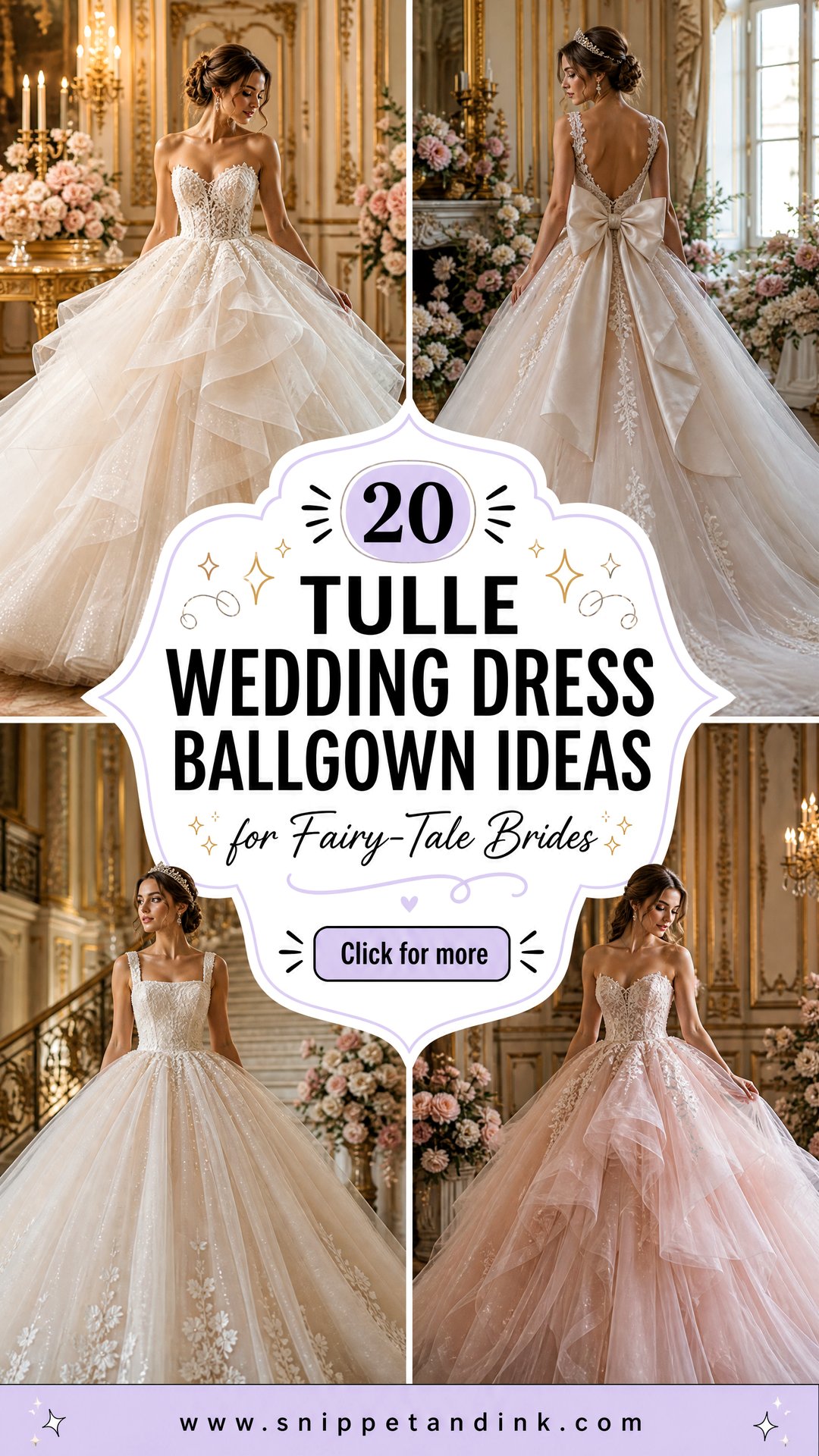 20 Tulle Wedding Dress Ballgown Ideas for Fairy-Tale Brides - 20 Tulle Wedding Dress Ballgown Ideas for Fairy-Tale Brides