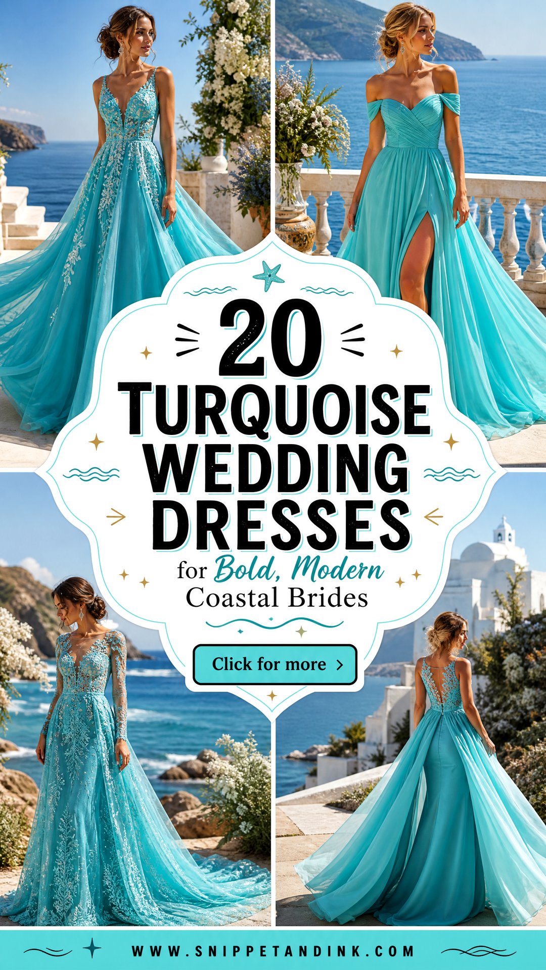 20 Turquoise Wedding Dresses for Bold Modern Coastal Brides - 20 Turquoise Wedding Dresses for Bold, Modern Coastal Brides