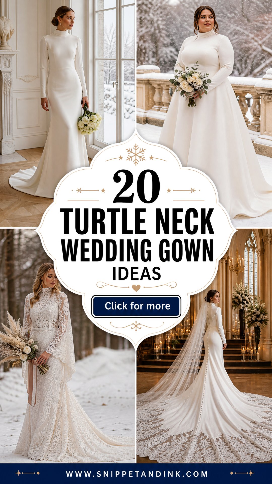 20 Turtle Neck Wedding Gown Ideas for Chic Winter Brides - 20 Turtle Neck Wedding Gown Ideas for Chic Winter Brides