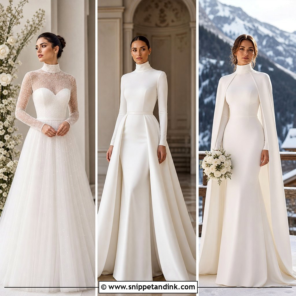 20 Turtleneck Wedding Dresses for a Sleek, Modern Bridal Look