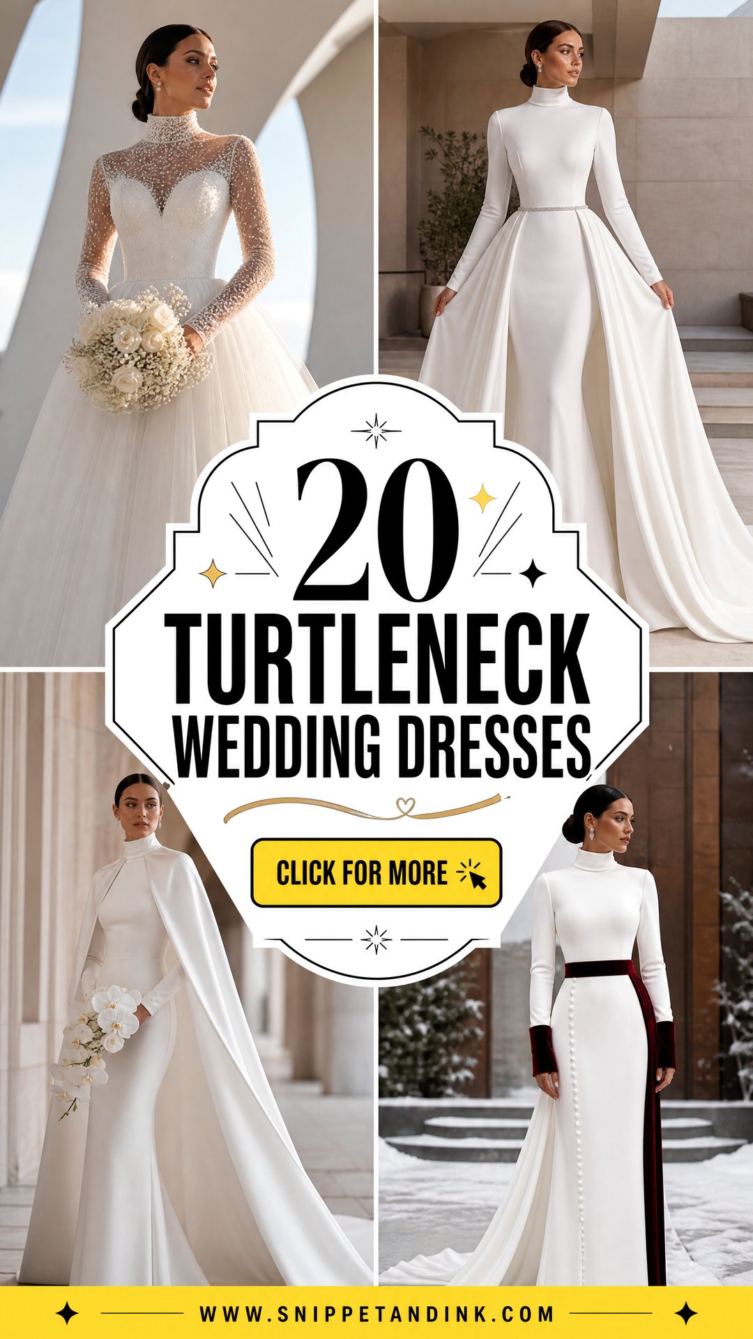 20 Turtleneck Wedding Dresses for a Sleek Modern Bridal Look - 20 Turtleneck Wedding Dresses for a Sleek, Modern Bridal Look
