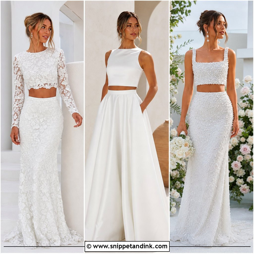 20 Two Part Wedding Dress Ideas for Chic and Modern Brides