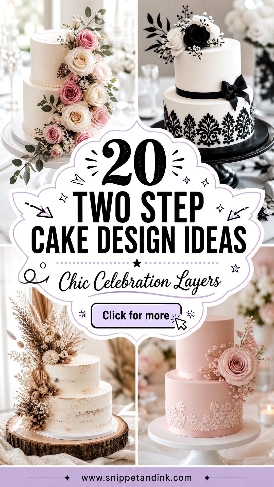 20 Two Step Cake Design Ideas for Wedding Celebrations - 20 Two Step Cake Design Ideas for Wedding Celebrations