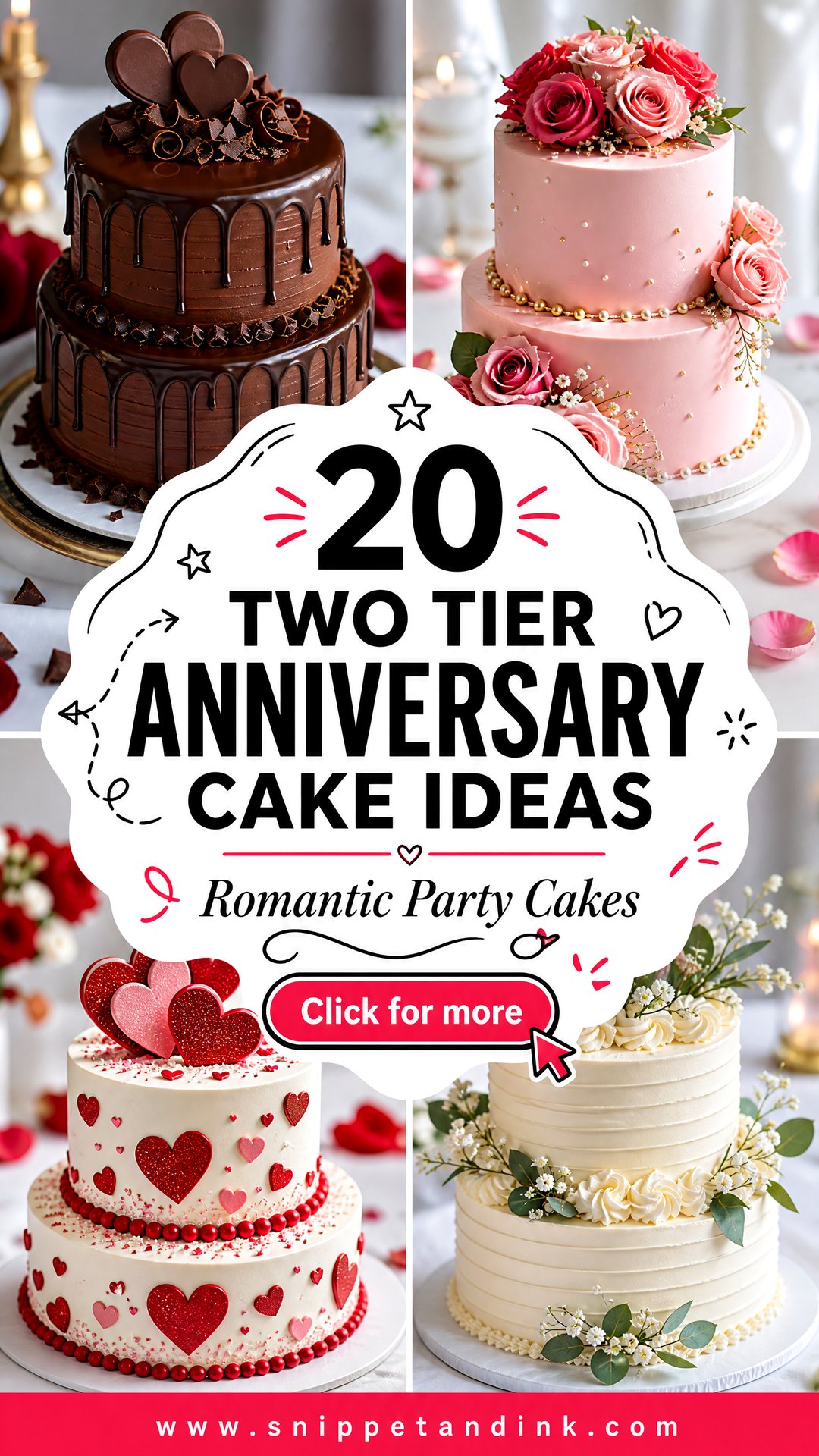 20 Two Tier Anniversary Cake Ideas for Romantic Parties - 20 Two Tier Anniversary Cake Ideas for Romantic Parties