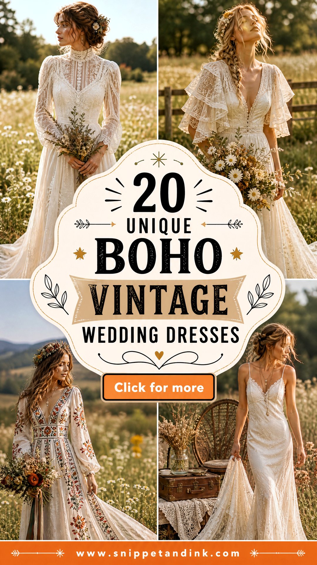 20 Unique Boho Vintage Wedding Dresses for Free-Spirited Brides - 20 Unique Boho Vintage Wedding Dresses for Free-Spirited Brides