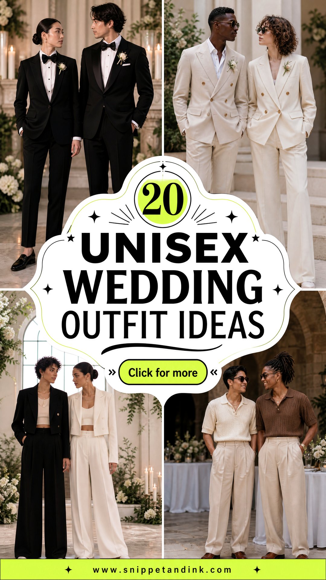 20 Unisex Wedding Outfit Ideas for a Modern Celebration - 20 Unisex Wedding Outfit Ideas for a Modern Celebration