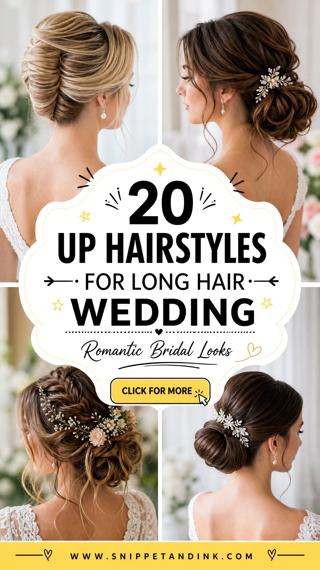 20 Up Hairstyles for Long Hair Wedding Romantic Bridal Looks - 20 Up Hairstyles for Long Hair Wedding: Romantic Bridal Looks