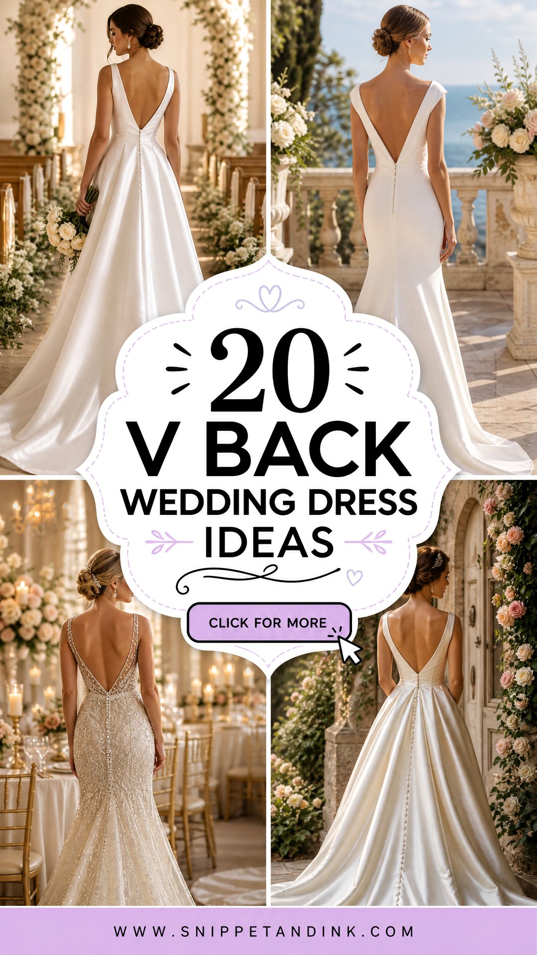 20 V Back Wedding Dress Ideas for an Elegant Bridal Look - 20 V Back Wedding Dress Ideas for an Elegant Bridal Look