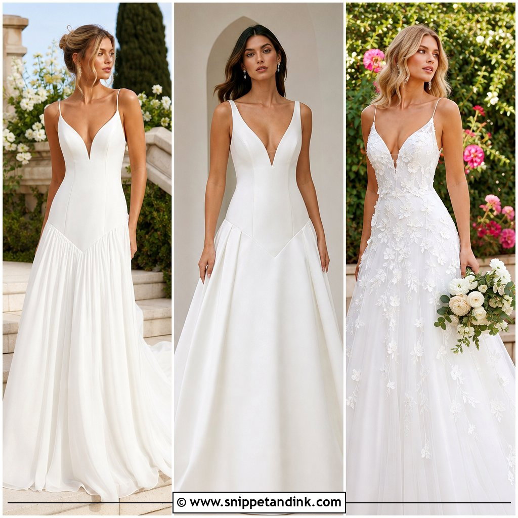20 V Drop Waist Wedding Dress Ideas for a Chic Bridal Silhouette