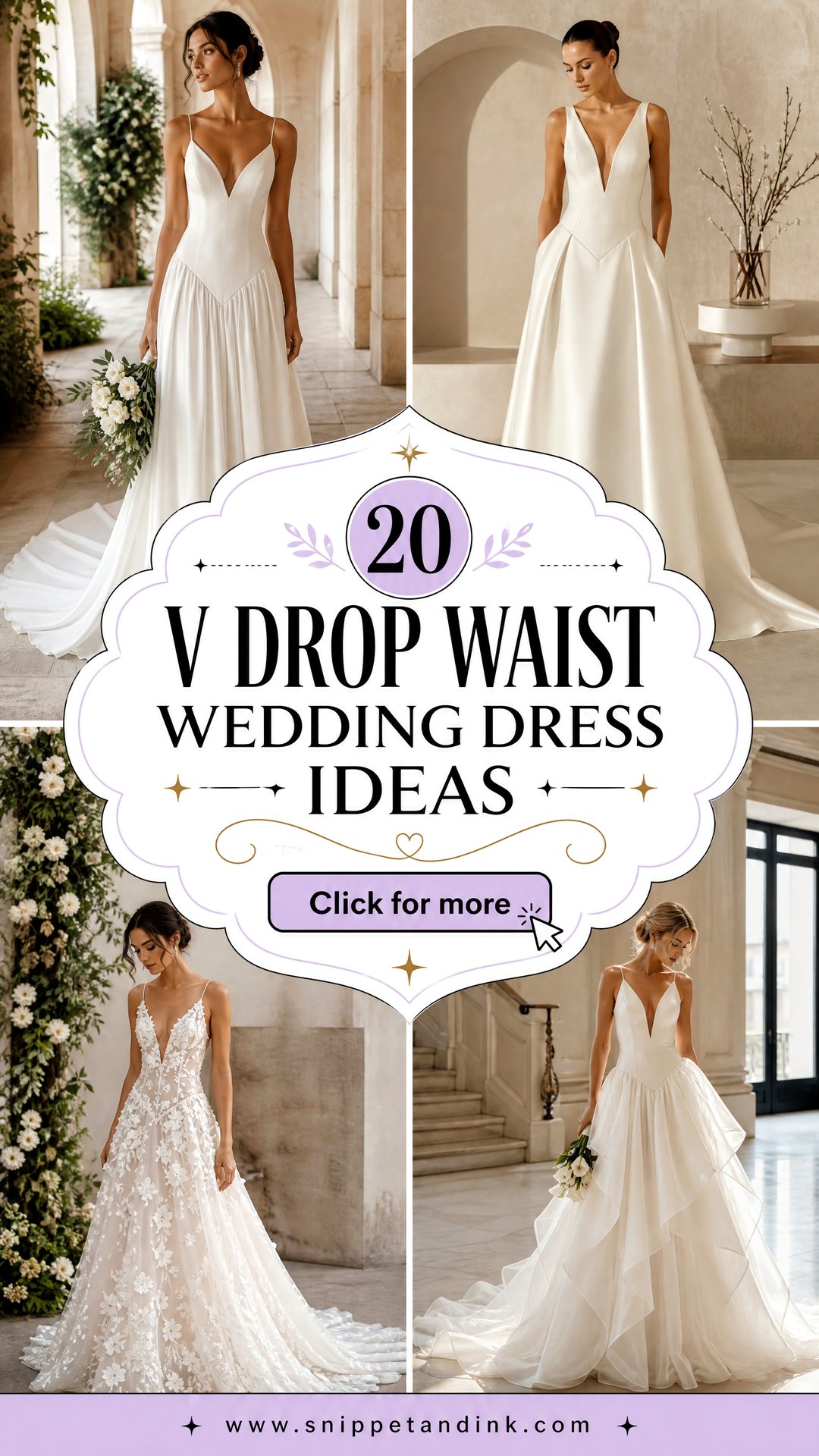 20 V Drop Waist Wedding Dress Ideas for a Chic Bridal Silhouette - 20 V Drop Waist Wedding Dress Ideas for a Chic Bridal Silhouette
