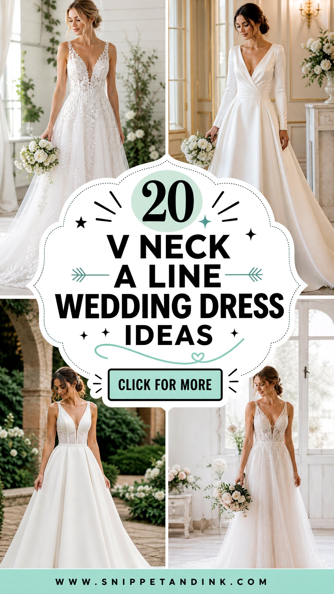 20 V Neck A Line Wedding Dress Ideas for Flattering Style - 20 V Neck A Line Wedding Dress Ideas for Flattering Style