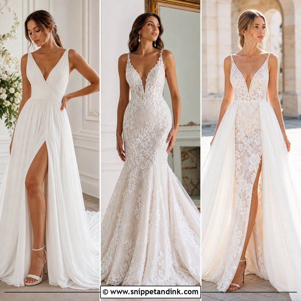 20 V Neck Bridal Gown Ideas for a Timeless Wedding-Day Look