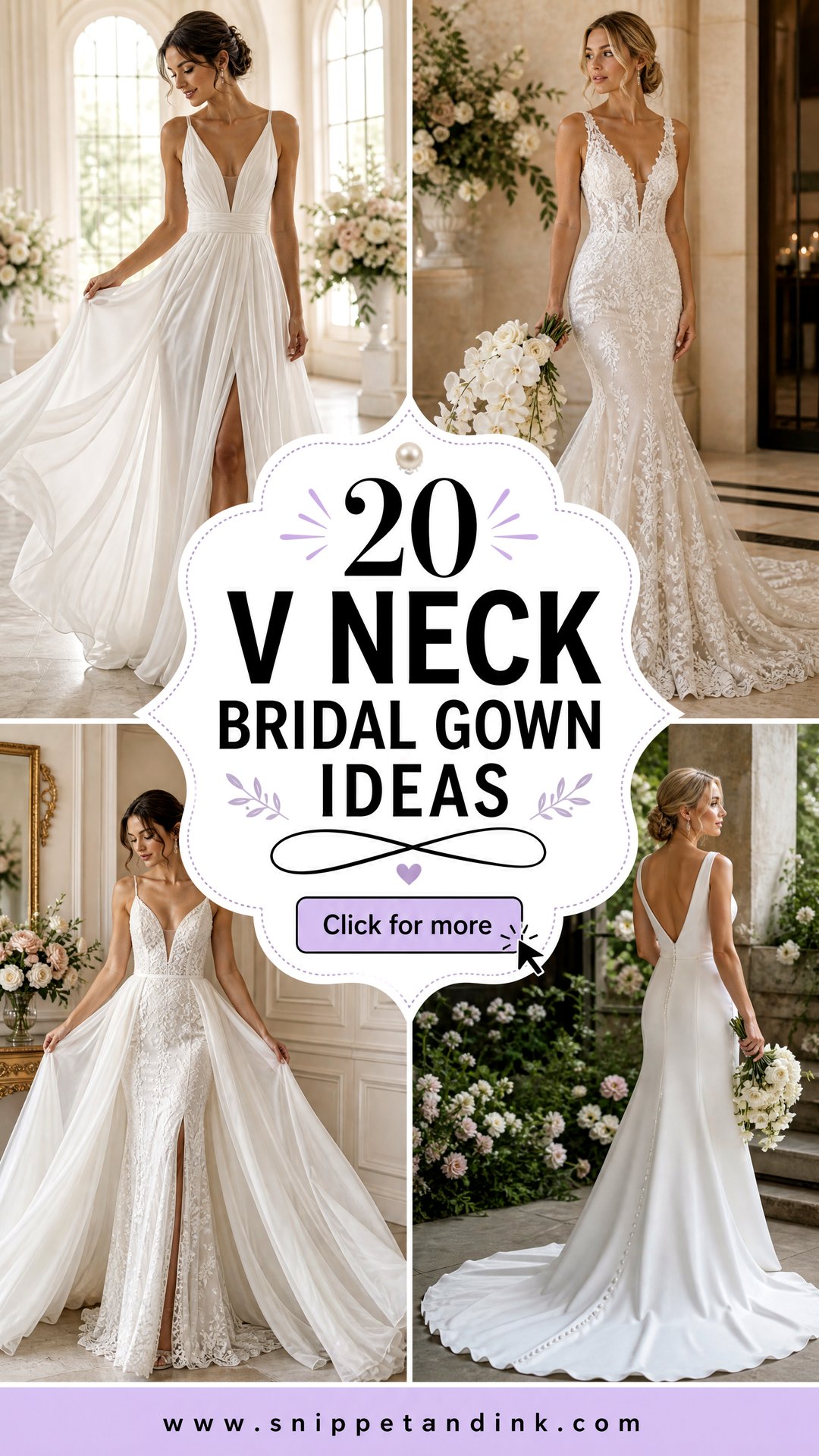 20 V Neck Bridal Gown Ideas for a Timeless Wedding-Day Look - 20 V Neck Bridal Gown Ideas for a Timeless Wedding-Day Look