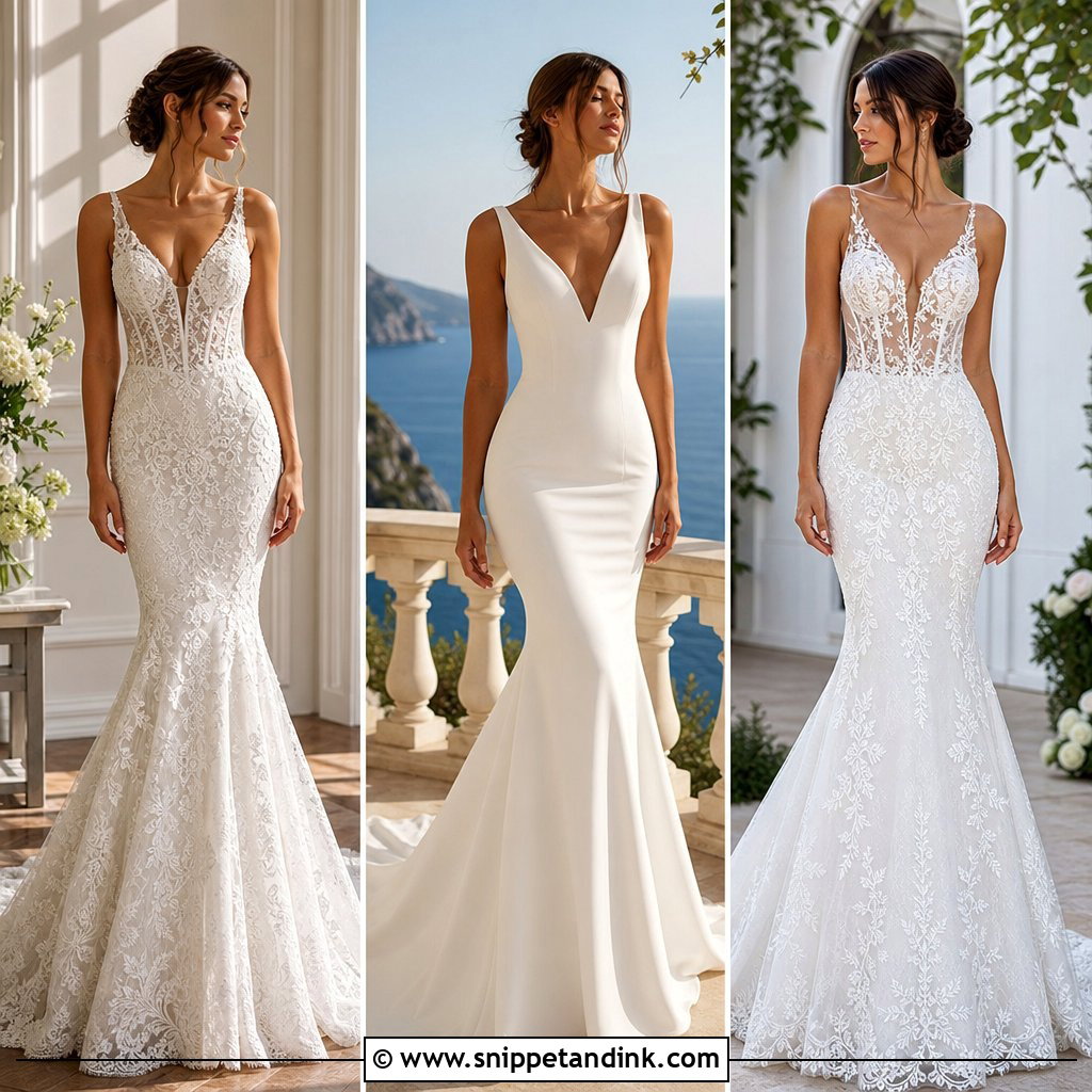 20 V Neck Mermaid Wedding Dress Ideas for a Dramatic Bridal Look