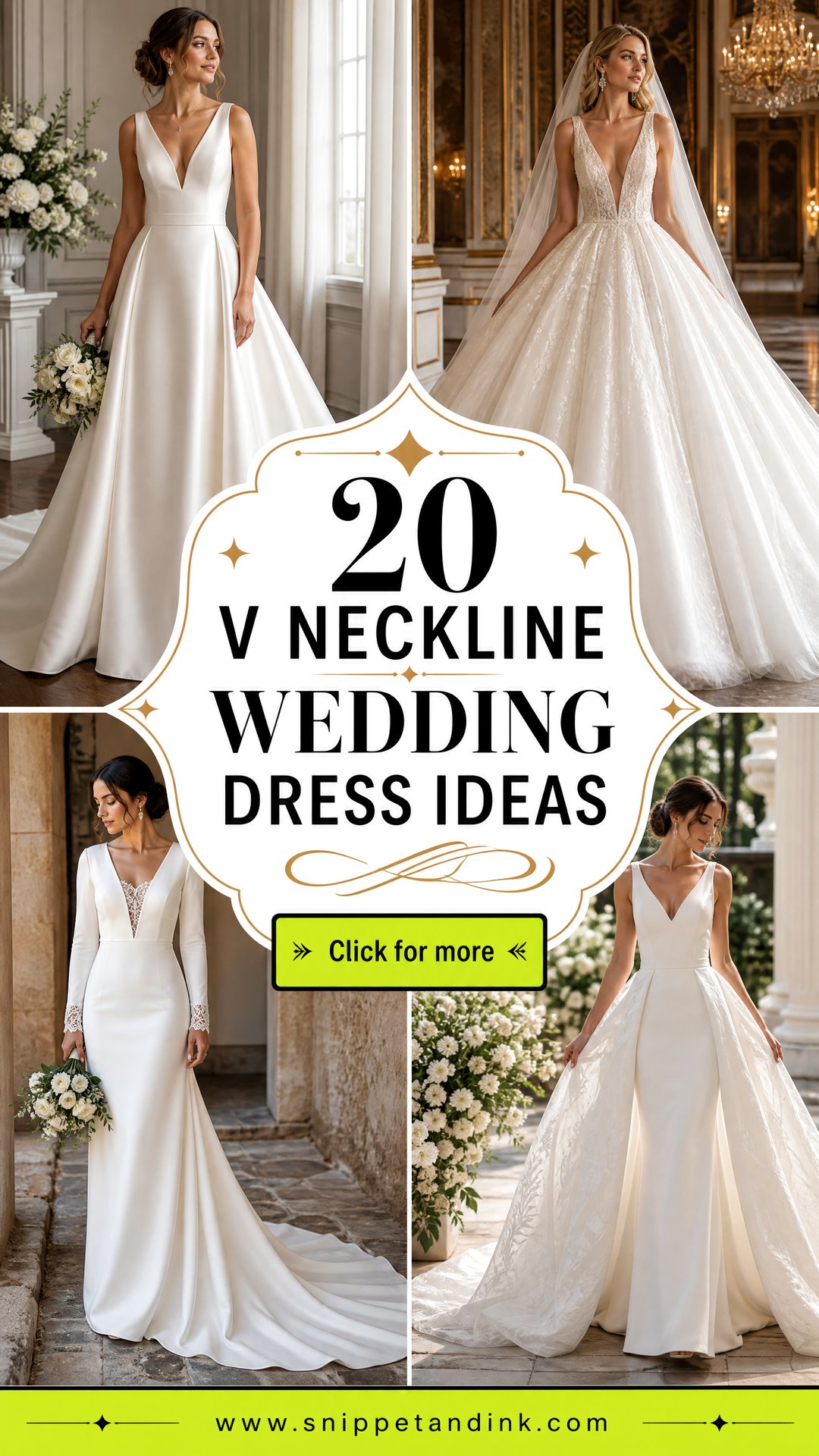 20 V Neckline Wedding Dress Ideas for a Sleek Bridal Look - 20 V Neckline Wedding Dress Ideas for a Sleek Bridal Look