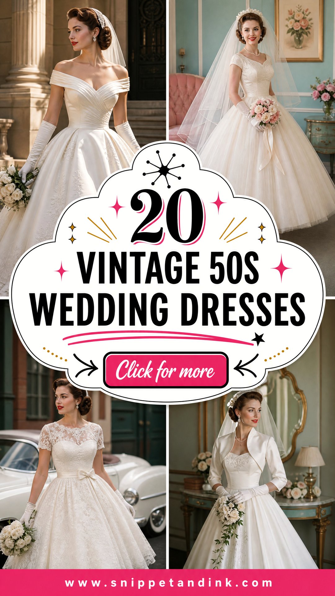 20 Vintage 50s Wedding Dresses for a Chic Retro Bridal Look - 20 Vintage 50s Wedding Dresses for a Chic Retro Bridal Look