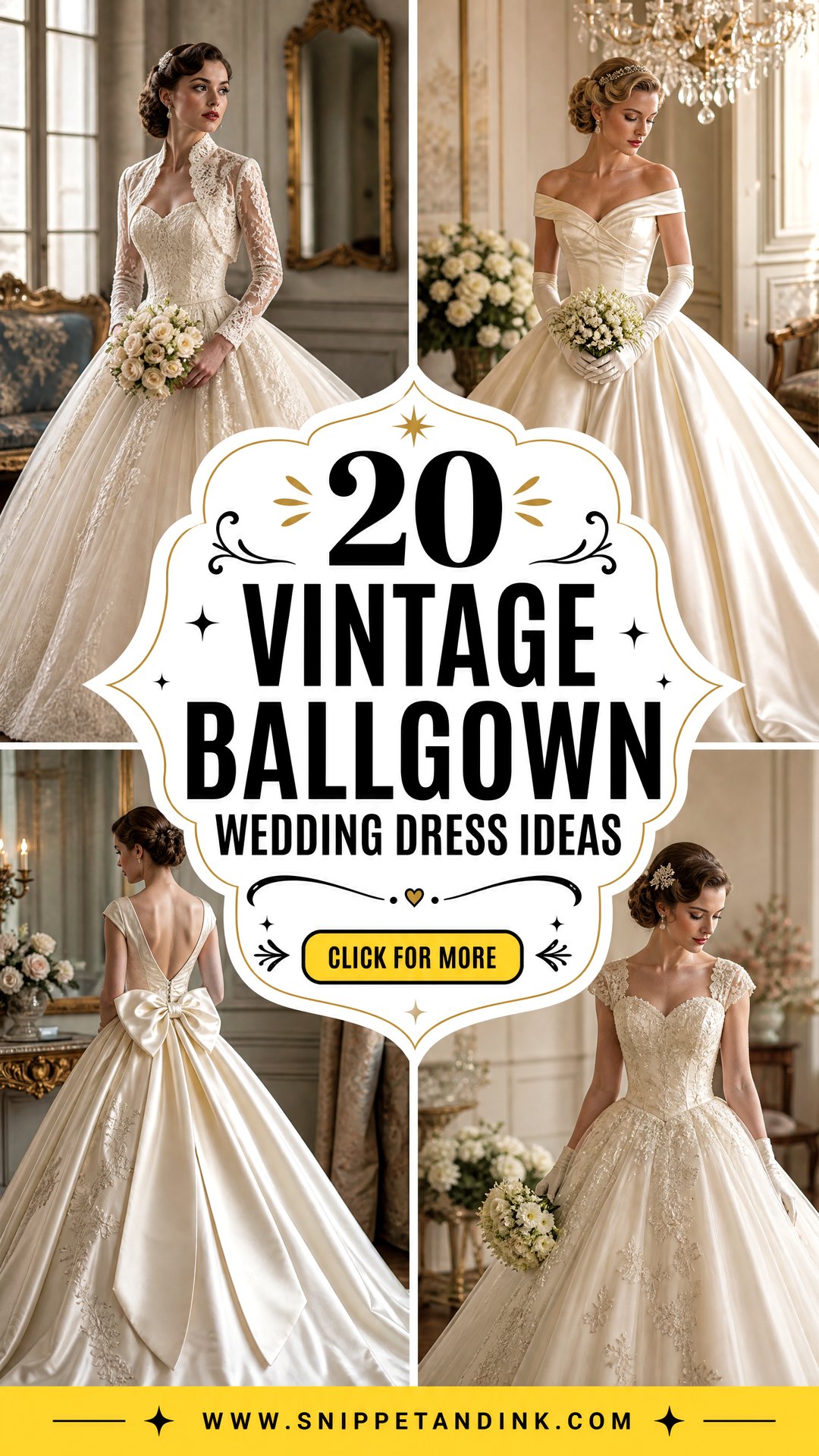 20 Vintage Ballgown Wedding Dress Ideas for a Glamorous Retro Look - 20 Vintage Ballgown Wedding Dress Ideas for a Glamorous Retro Look