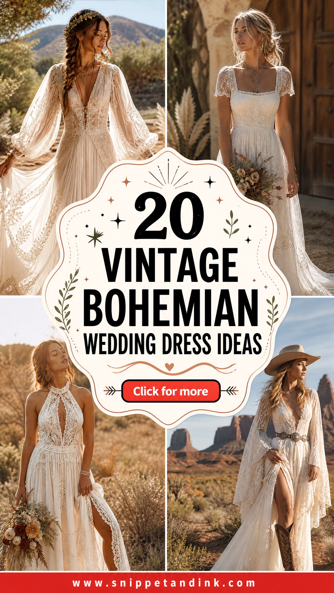 20 Vintage Bohemian Wedding Dress Ideas for a Dreamy Bridal Look - 20 Vintage Bohemian Wedding Dress Ideas for a Dreamy Bridal Look