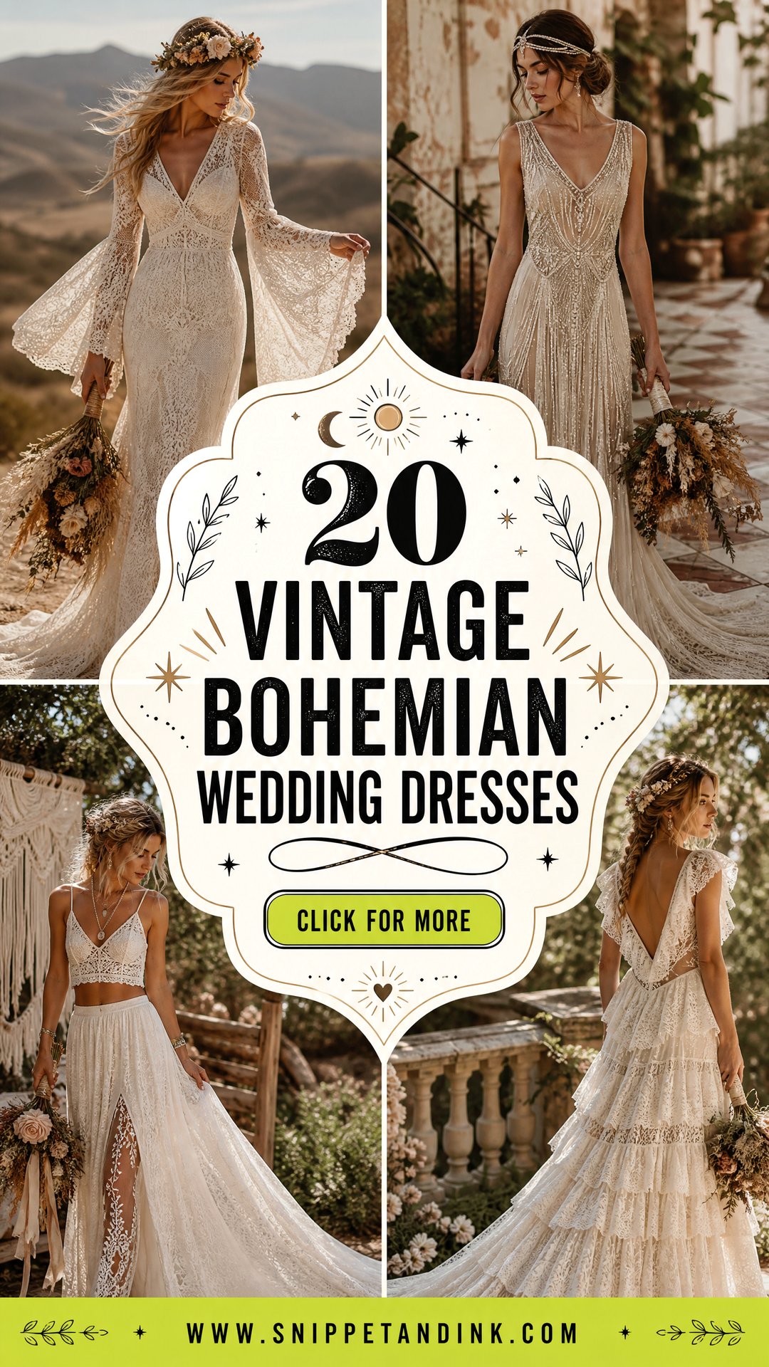 20 Vintage Bohemian Wedding Dresses for Free-Spirited Brides - 20 Vintage Bohemian Wedding Dresses for Free-Spirited Brides