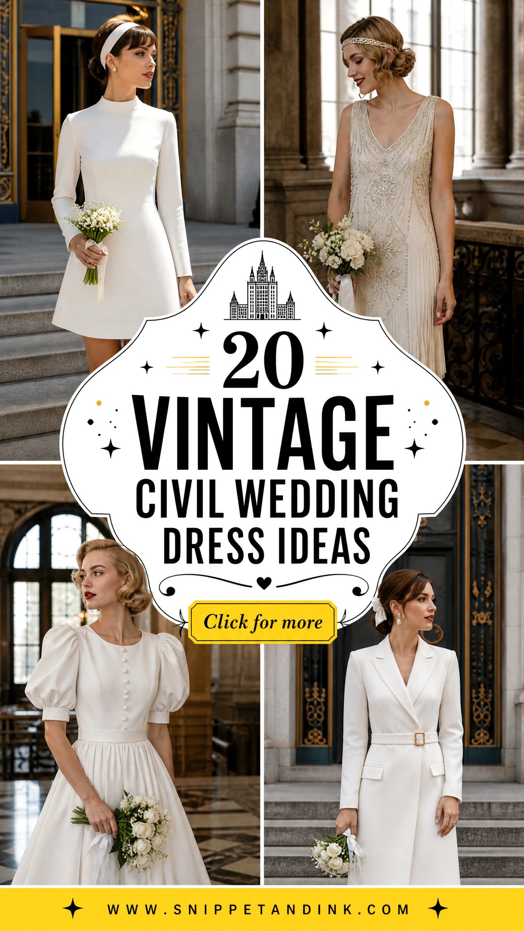 20 Vintage Civil Wedding Dress Ideas for a Chic City Bride - 20 Vintage Civil Wedding Dress Ideas for a Chic City Bride