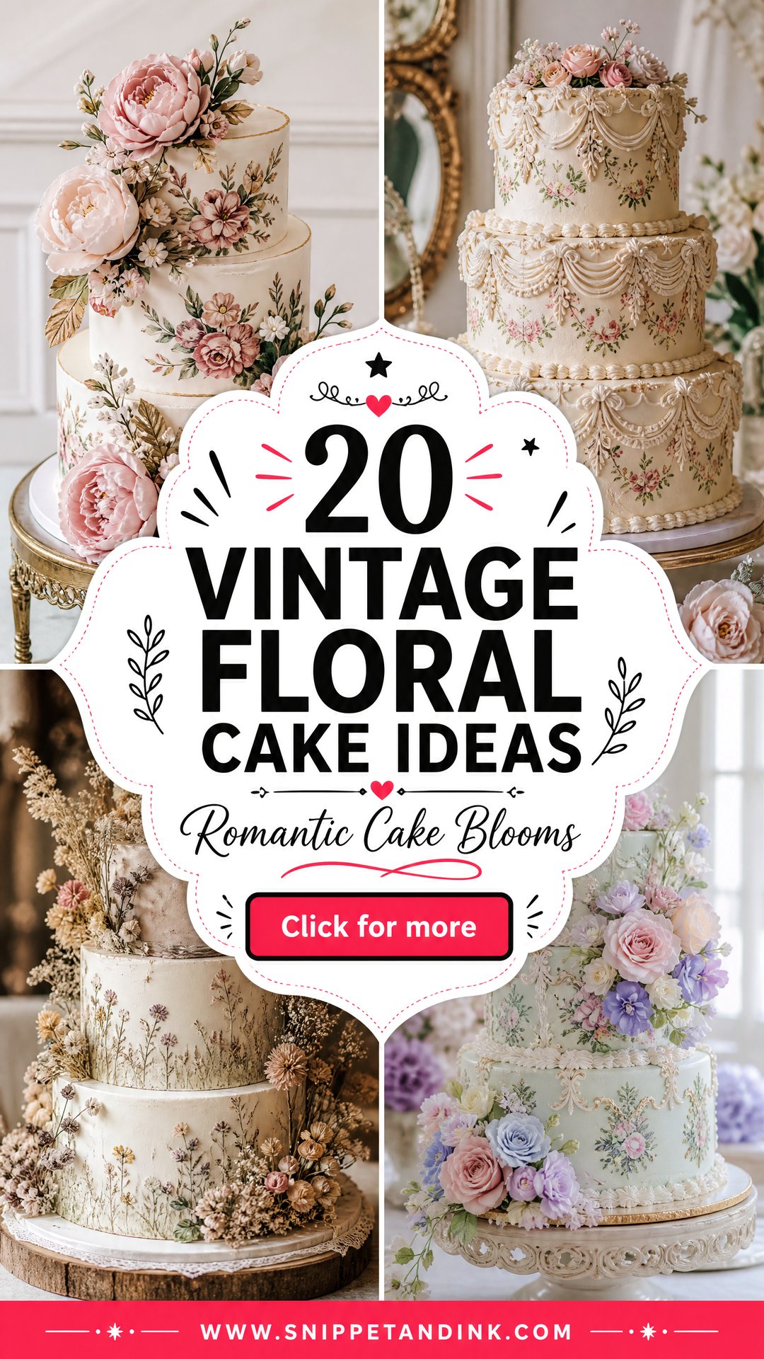 20 Vintage Floral Cake Ideas for Wedding Romance - 20 Vintage Floral Cake Ideas for Wedding Romance