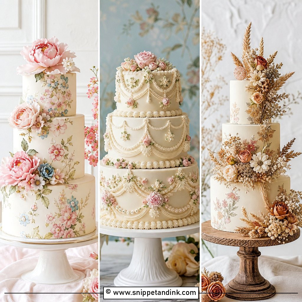 20 Vintage Floral Cake Ideas for Wedding Romance