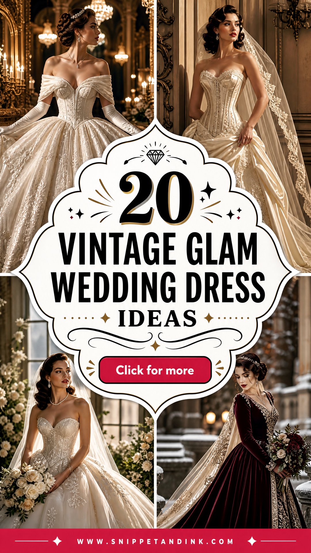 20 Vintage Glam Wedding Dress Ideas for Old-Hollywood Brides - 20 Vintage Glam Wedding Dress Ideas for Old-Hollywood Brides