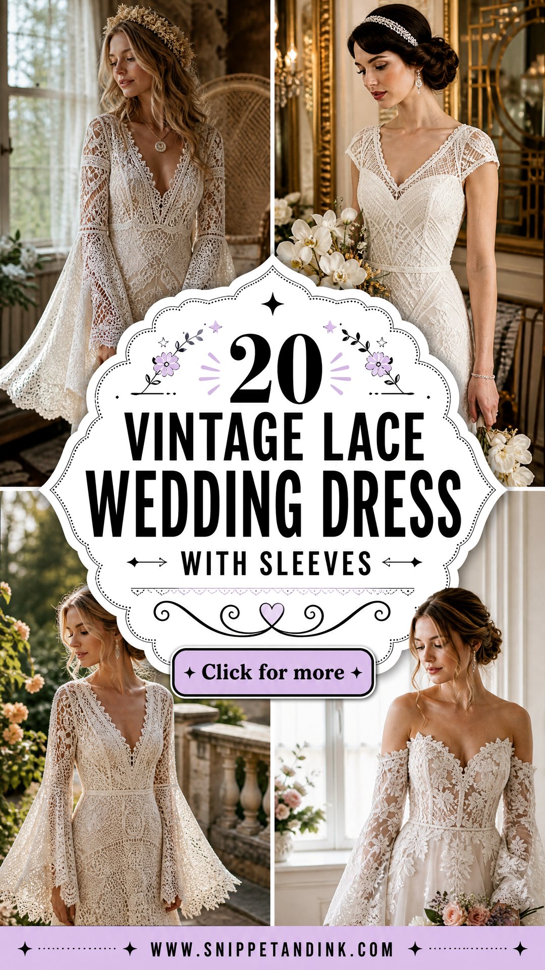 20 Vintage Lace Wedding Dress With Sleeves for Romantic Brides - 20 Vintage Lace Wedding Dress With Sleeves for Romantic Brides