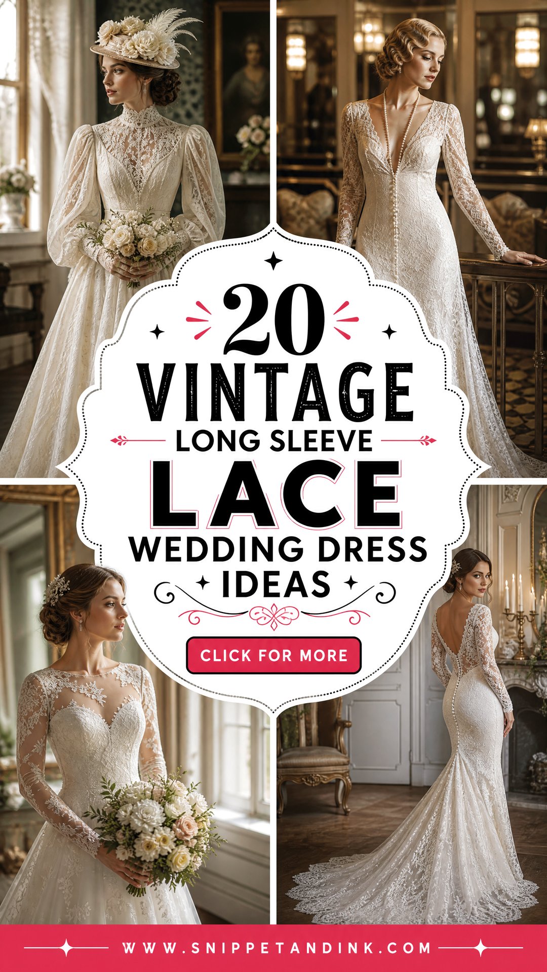 20 Vintage Long Sleeve Lace Wedding Dress Ideas to Adore - 20 Vintage Long Sleeve Lace Wedding Dress Ideas to Adore