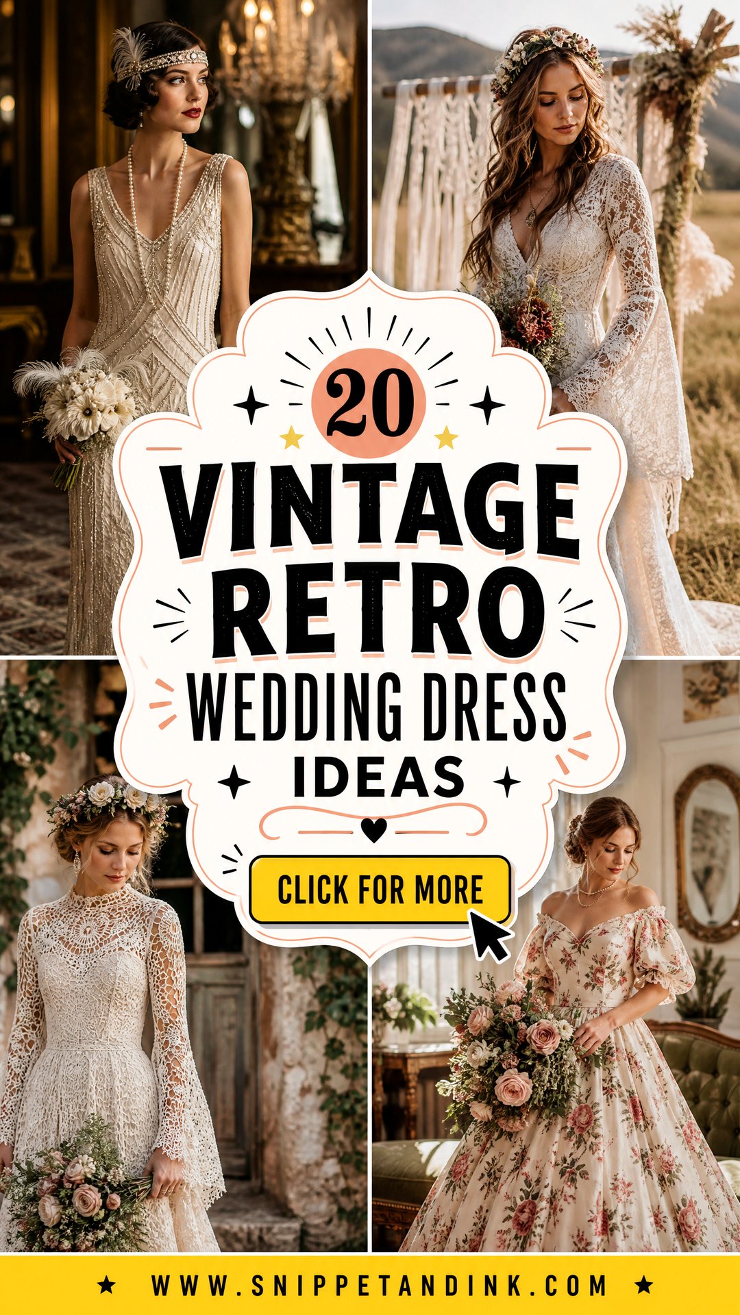 20 Vintage Retro Wedding Dress Ideas for a Chic Retro Bride - 20 Vintage Retro Wedding Dress Ideas for a Chic Retro Bride