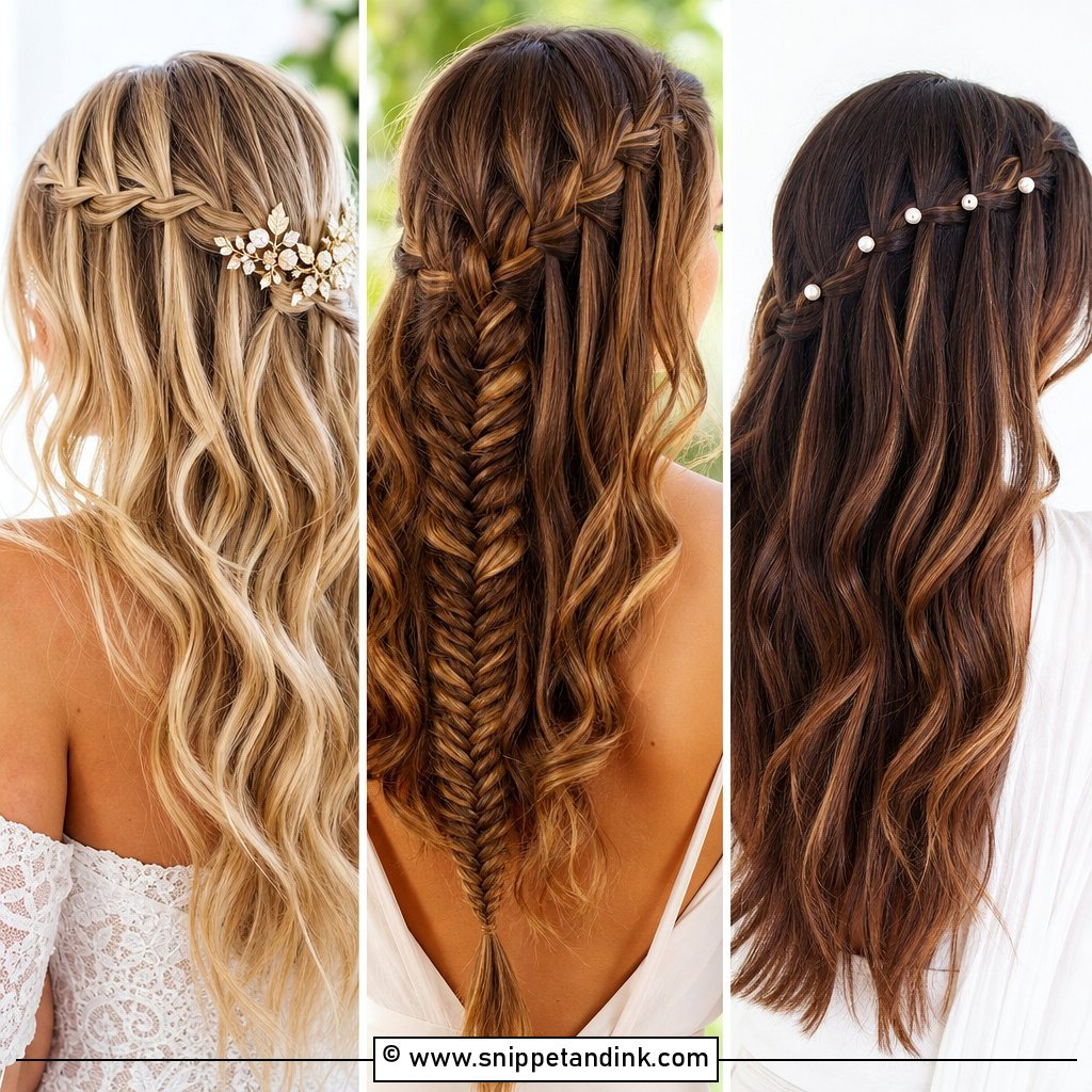 20 Waterfall Braid Wedding Hair Ideas for Romantic Brides