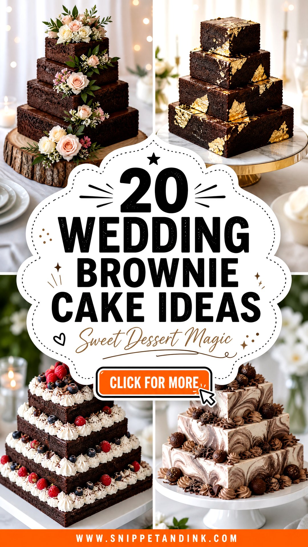 20 Wedding Brownie Cake Ideas for a Fun Dessert Table - 20 Wedding Brownie Cake Ideas for a Fun Dessert Table