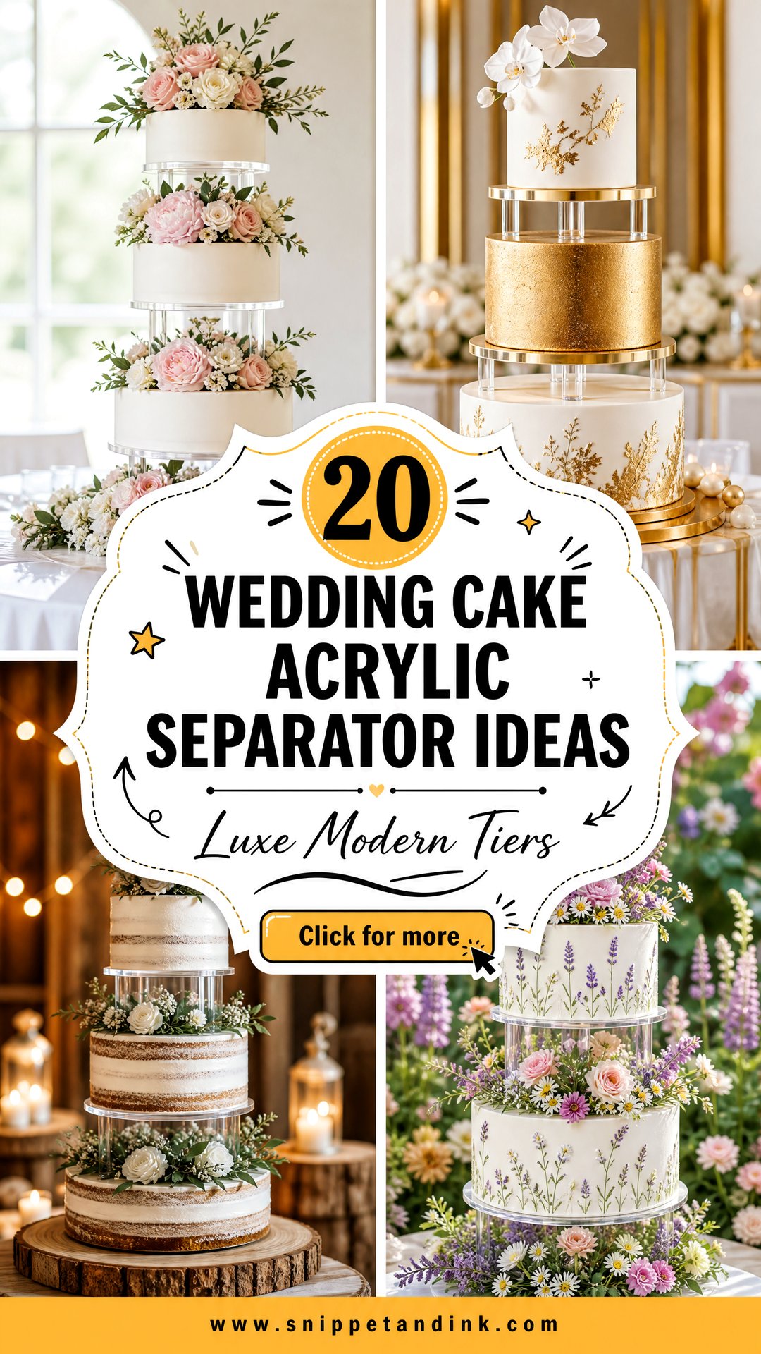 20 Wedding Cake Acrylic Separator Ideas for Luxe Modern Tiers - 20 Wedding Cake Acrylic Separator Ideas for Luxe Modern Tiers