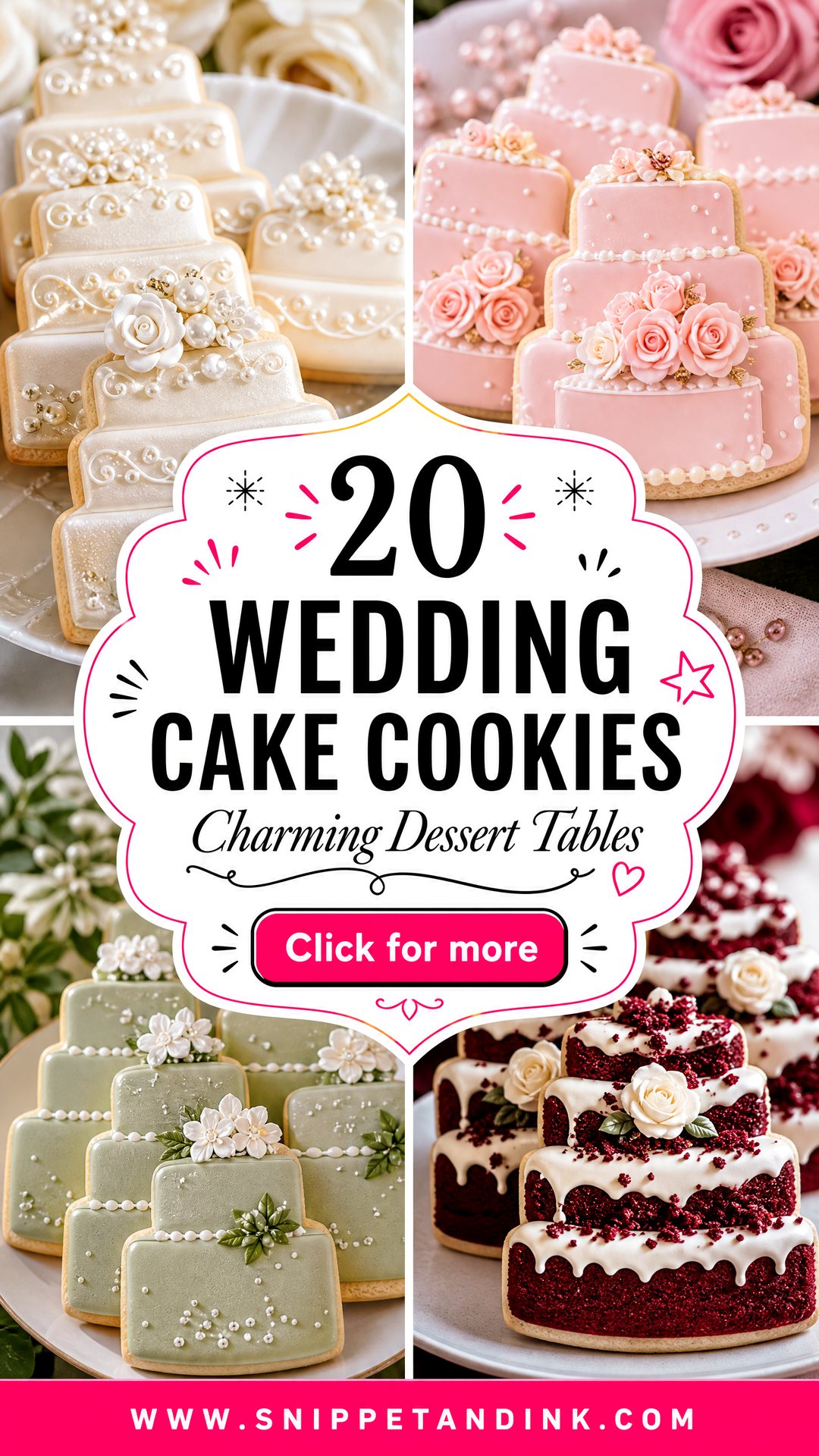 20 Wedding Cake Cookies for Charming Dessert Tables - 20 Wedding Cake Cookies for Charming Dessert Tables