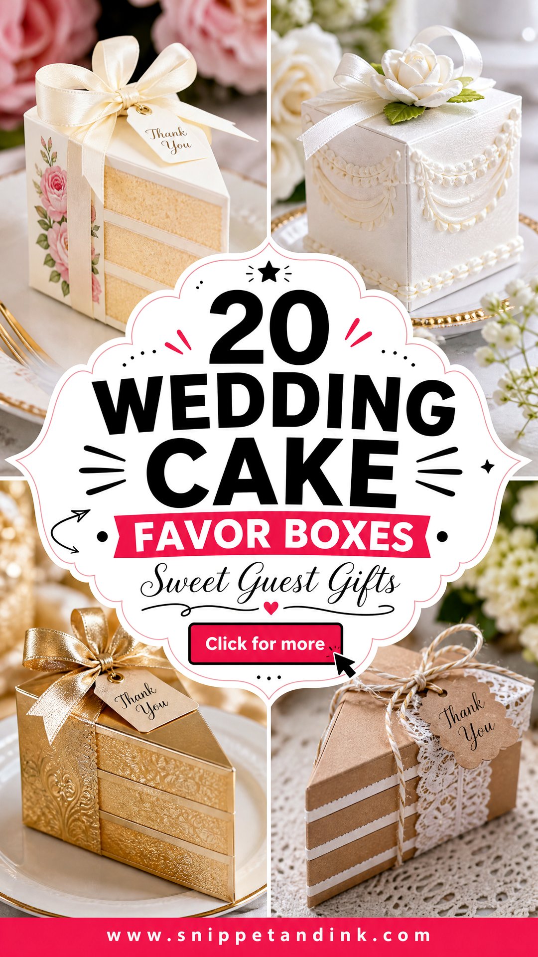 20 Wedding Cake Favor Boxes for Sweet Guest Gifts - 20 Wedding Cake Favor Boxes for Sweet Guest Gifts